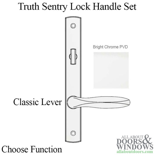 Truth Sentry Lock Handle Set, Classic, Decorative finishes over Brass, PVD Chrome