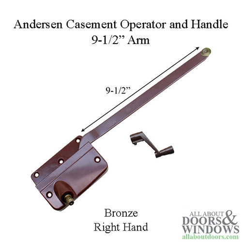 Discontinued Andersen Right Hand Operator and Handle, 9-1/2 Inch Arm, Round Shoe - Bronze - Discontinued Andersen Right Hand Operator and Handle, 9-1/2 Inch Arm, Round Shoe - Bronze