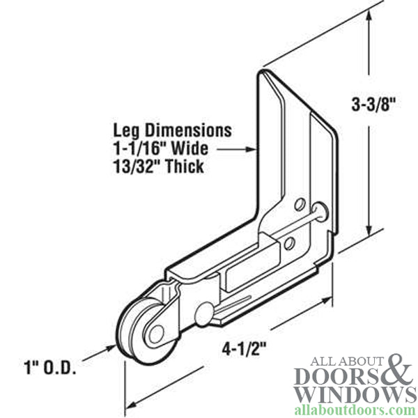 Corner Insert Roller Assembly with 1 Inch Nylon Wheel for Sliding Screen Door - Corner Insert Roller Assembly with 1 Inch Nylon Wheel for Sliding Screen Door