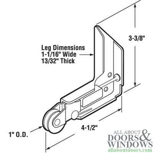 Corner Insert Roller Assembly with 1 Inch Nylon Wheel for Sliding Screen Door - Corner Insert Roller Assembly with 1 Inch Nylon Wheel for Sliding Screen Door