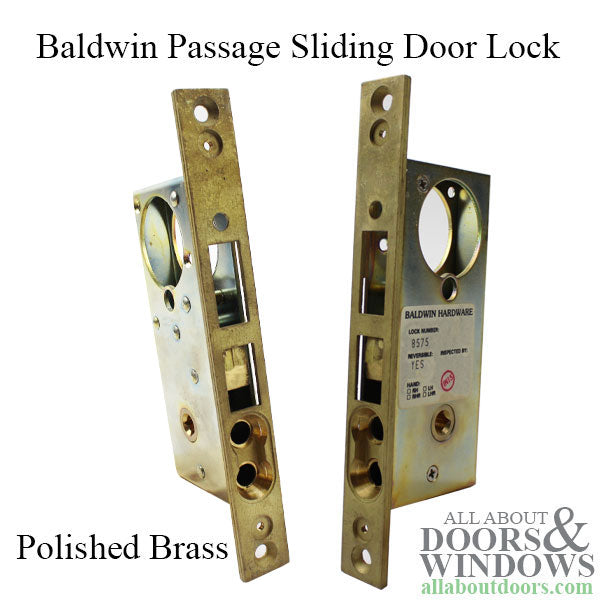 Baldwin Passage Sliding Door Lock- Polished Brass - Baldwin Passage Sliding Door Lock- Polished Brass