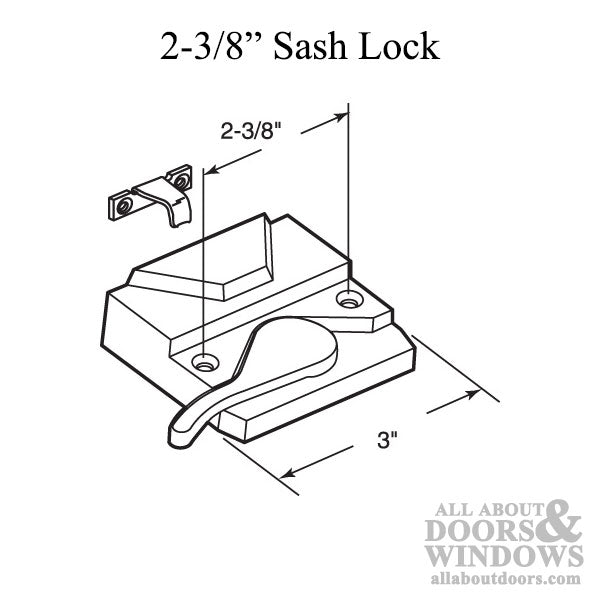 Sash Lock - 2-3/8 Hole Spacing, Casement Windows, Left Hand - White - Sash Lock - 2-3/8 Hole Spacing, Casement Windows, Left Hand - White