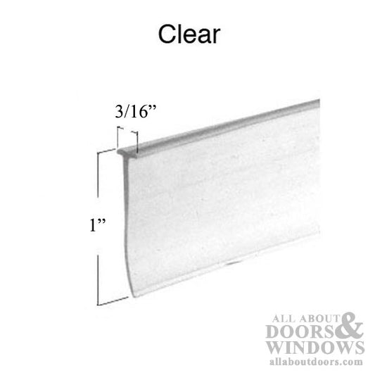 Shower door sweep 5/32 x 1 inch length - Clear