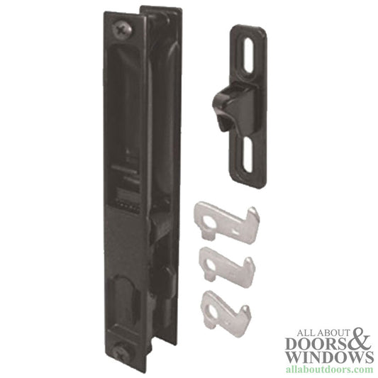 Handle Set Flush Type with Reversible Latch Hooks 6-5/8 Inch Hole Center Black Finish