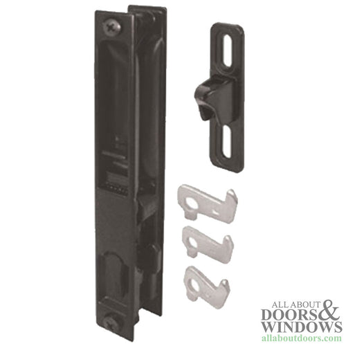 Handle Set Flush Type with Reversible Latch Hooks 6-5/8 Inch Hole Center Black Finish - Handle Set Flush Type with Reversible Latch Hooks 6-5/8 Inch Hole Center Black Finish