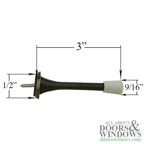 Flexible Steel Spring Door Stop Wall Mount 3 Inch - Flexible Steel Spring Door Stop Wall Mount 3 Inch