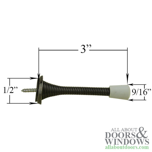 Flexible Steel Spring Door Stop Wall Mount 3 Inch - Flexible Steel Spring Door Stop Wall Mount 3 Inch