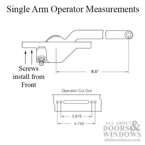 Truth Single Arm Casement Operator, Front Mount, Left Hand - Choose Color - Truth Single Arm Casement Operator, Front Mount, Left Hand - Choose Color