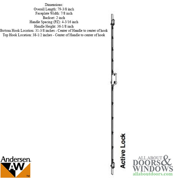 Andersen Active Multipoint Lock For French Wood Hinged Patio Doors Stainless Steel - Andersen Active Multipoint Lock For French Wood Hinged Patio Doors Stainless Steel