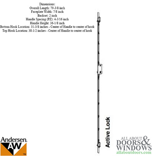 Andersen Active Multipoint Lock For French Wood Hinged Patio Doors Stainless Steel - Andersen Active Multipoint Lock For French Wood Hinged Patio Doors Stainless Steel