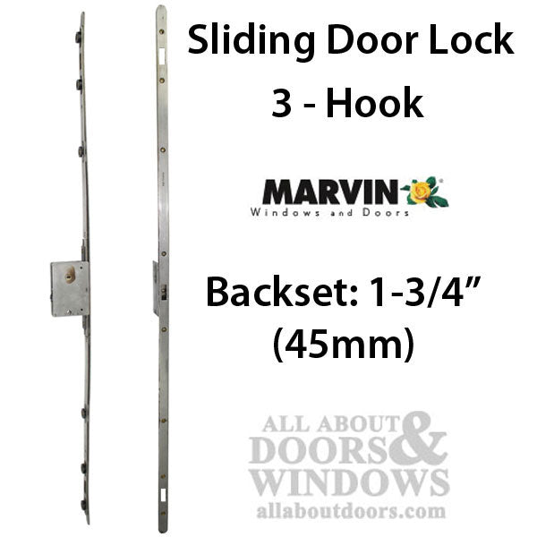 Multipoint Sliding Door Lock 3 hooks , 1-3/4 backset - Stainless Steel - Multipoint Sliding Door Lock 3 hooks , 1-3/4 backset - Stainless Steel