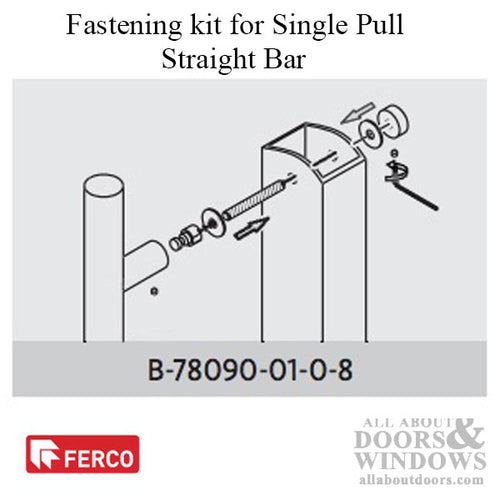 G-U Ferco Fastening kit for Single, Straight Pull Bar - Stainless Steel - G-U Ferco Fastening kit for Single, Straight Pull Bar - Stainless Steel