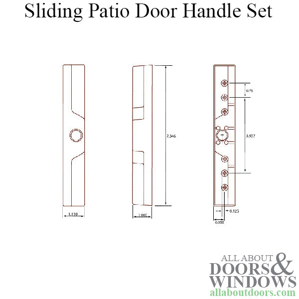 Standard Sliding Patio Door Wood handle / Outside Pull - Choose Color - Standard Sliding Patio Door Wood handle / Outside Pull - Choose Color