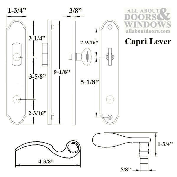 G-U Capri Handle & 45mm Plate, Active, Keyed with Thumbturn (Handle Below Cylinder) Choose Color - G-U Capri Handle & 45mm Plate, Active, Keyed with Thumbturn (Handle Below Cylinder) Choose Color