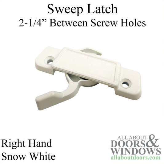 Sash Lock with Under Plate - 2-1/4" Screw Hole Spacing, Right Hand - Snow White