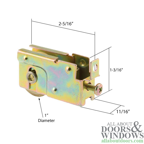 Sliding Door Roller Center Grooved Steel Ball Bearing F Tab Housing 1.3125 Inch Single Wheel Roller - Sliding Door Roller Center Grooved Steel Ball Bearing F Tab Housing 1.3125 Inch Single Wheel Roller