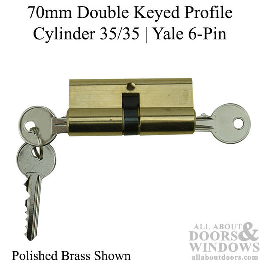 35/35 Double Keyed Profile Cylinder, 70 mm, 2-3/4" Yale - Choose Color