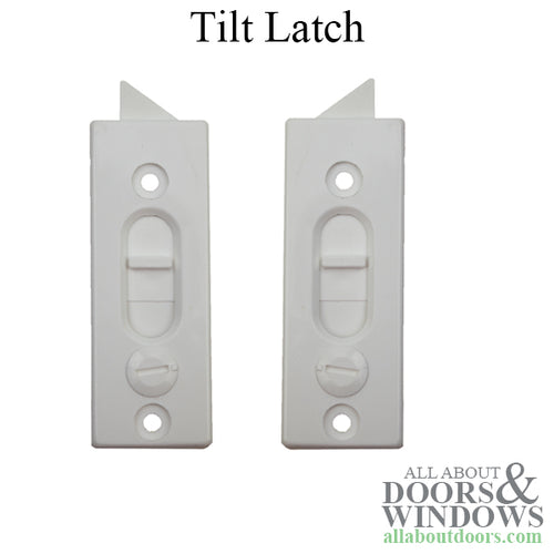 Tilt Latch, Surface mount, 2-7/16 screws, Plastic, Pairs - White - Tilt Latch, Surface mount, 2-7/16 screws, Plastic, Pairs - White