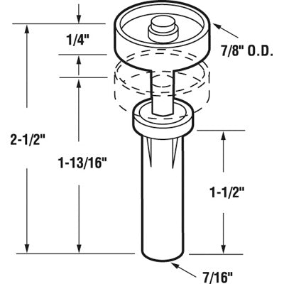 Pivot, Door Guide Wardrobe 7/8 inch Wheel - Pivot, Door Guide Wardrobe 7/8 inch Wheel