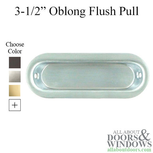 3-1/2" Oblong Flush Pull, Solid Brass - Choose Finish