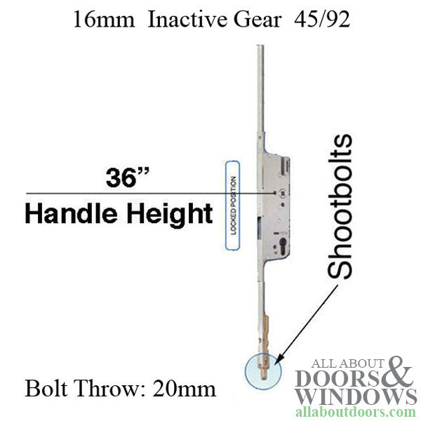 HOPPE Bottom Gear 16mm Inactive Gear 20mm Shootbolt Throw - HOPPE Bottom Gear 16mm Inactive Gear 20mm Shootbolt Throw