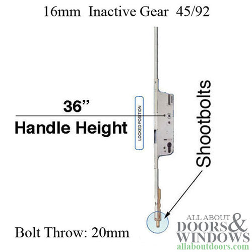 HOPPE Bottom Gear 16mm Inactive Gear 20mm Shootbolt Throw - HOPPE Bottom Gear 16mm Inactive Gear 20mm Shootbolt Throw