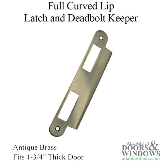 Latch & Deadbolt Strike Plate, 45mm, 1-3/4" Door - Antique  Brass