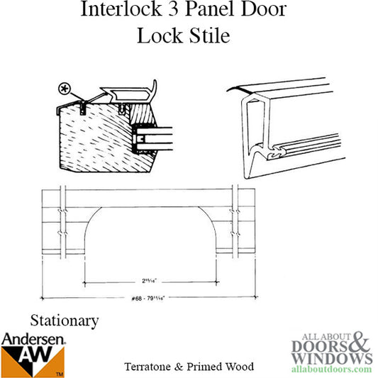 UNAVAILABLE - Interlock, 3 Panel, Stationary Lock Stile, Primed