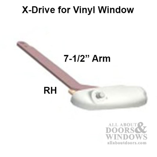 Roto 7-1/2" Single Arm X-Drive, RH For Vinyl Window Application - White