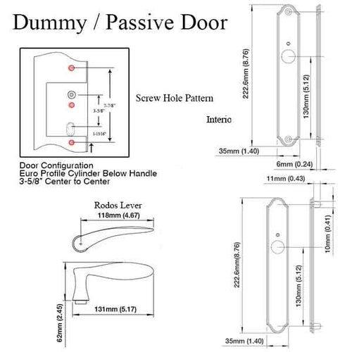 HOPPE Multipoint Dummy Handle Set with Rodos Lever Satin Nickel - HOPPE Multipoint Dummy Handle Set with Rodos Lever Satin Nickel