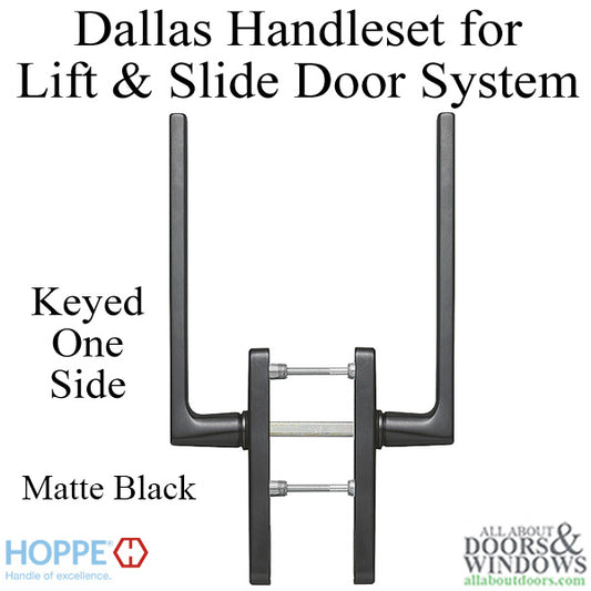 Dallas Handleset for Active Lift and Slide Door System, Keyed One Side - Matte Black