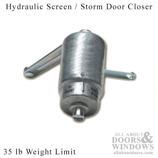 Discontinued - Hydraulic Screen / Storm Door Closer, 35 pound - Aluminum