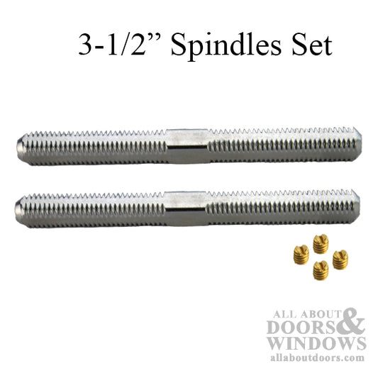 Spindle and set screw pack: 2 threaded spindles, 4 set screws