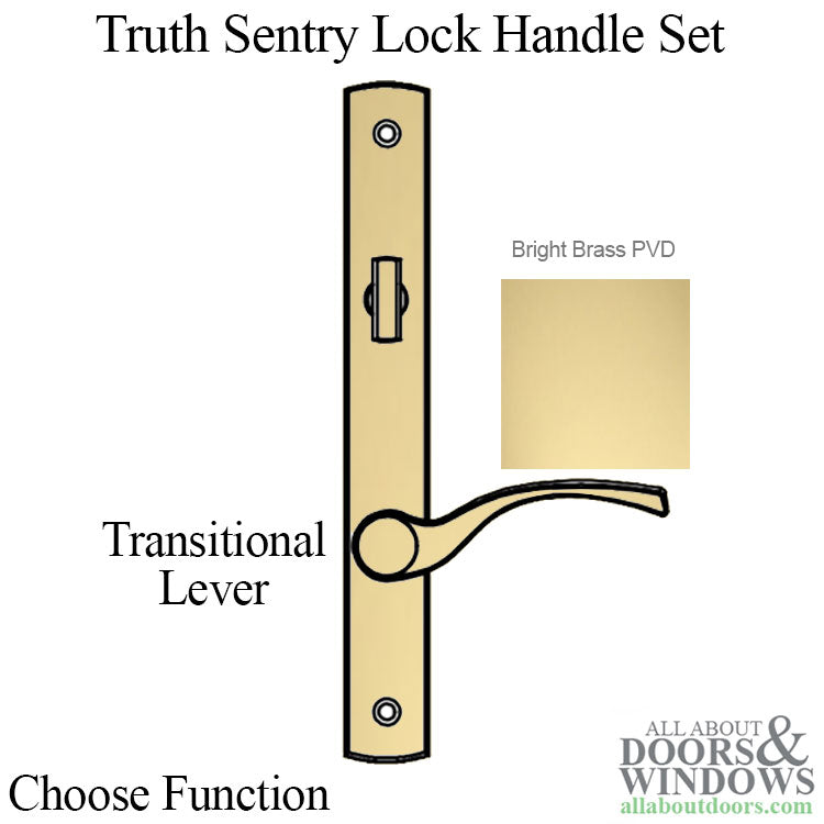 Truth Sentry Lock Handle Set, Transitional, Decorative finishes over Brass- PVD Brass - Truth Sentry Lock Handle Set, Transitional, Decorative finishes over Brass- PVD Brass