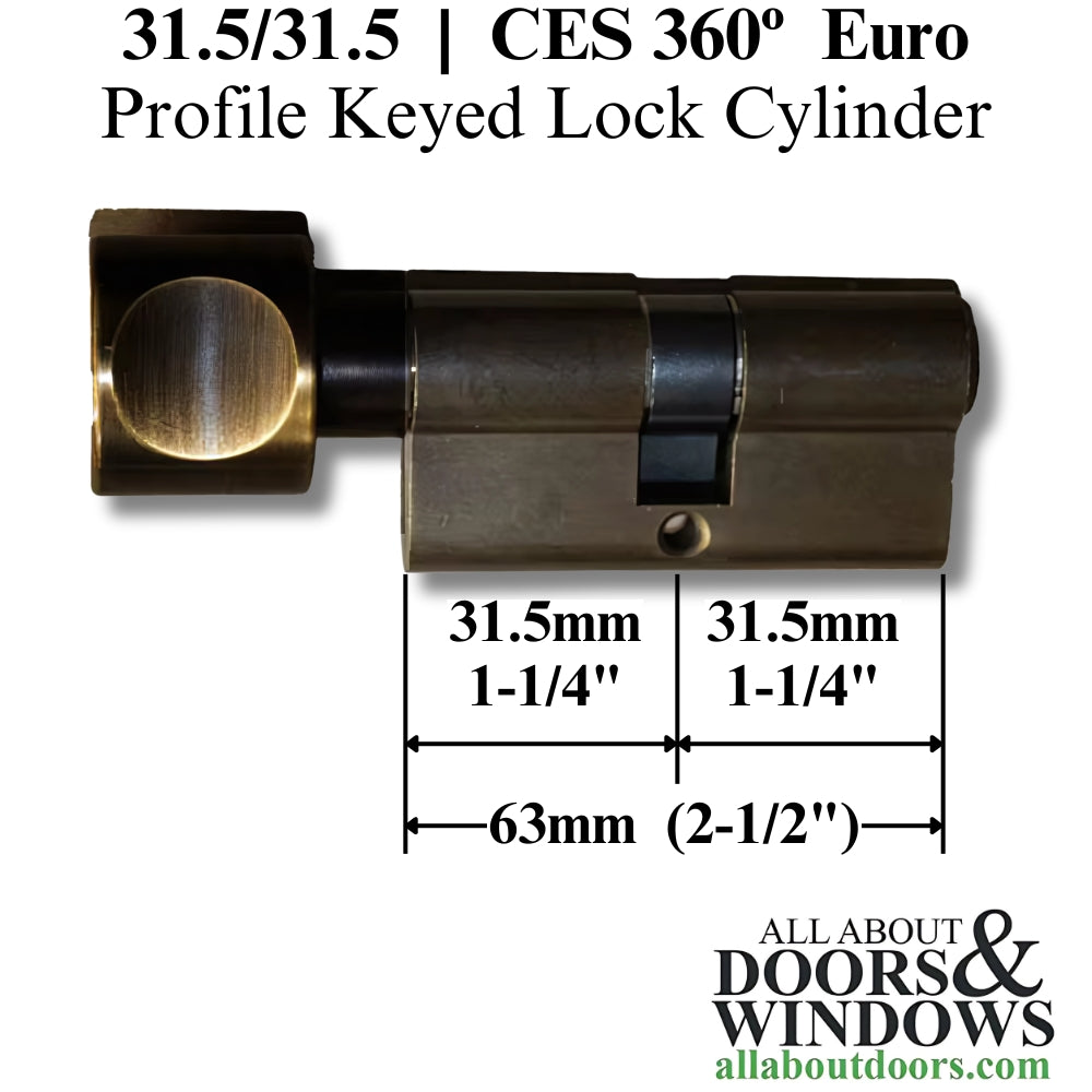 CES H‑Knob Keyed Cylinder Brown Euro‑Profile 360 Degree - CES H‑Knob Keyed Cylinder Brown Euro‑Profile 360 Degree