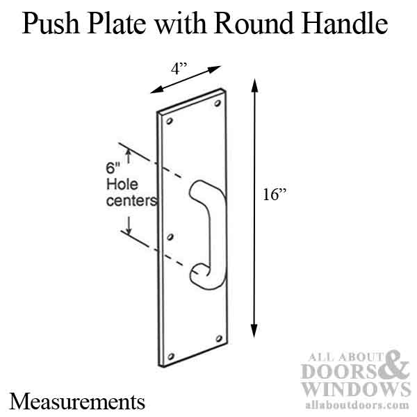 Push Plate with Round Handle, Satin Aluminum - Push Plate with Round Handle, Satin Aluminum