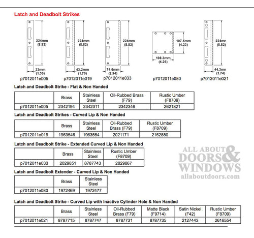 Strike Plate, PC0024N, Extra Wide Latch & Deadbolt  2.94 x 8.82 - Brass - Strike Plate, PC0024N, Extra Wide Latch & Deadbolt  2.94 x 8.82 - Brass