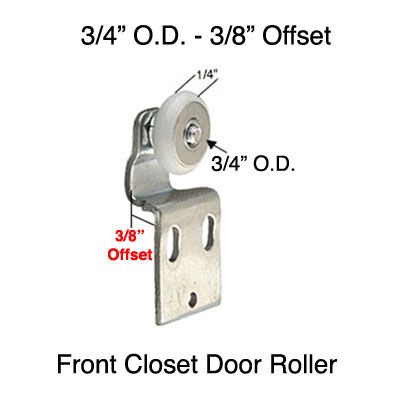 Front Closet Door Roller 0.75 Inch Wheel Diameter with Offset