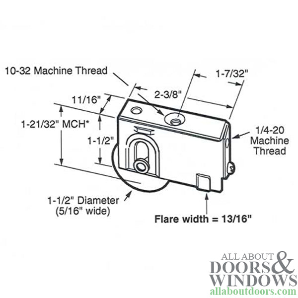 Sliding Door Roller With Adjustable Steel Plain back Housing 1.5 Inch Steel Roller - Sliding Door Roller With Adjustable Steel Plain back Housing 1.5 Inch Steel Roller