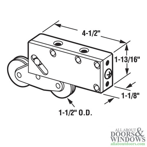 Sliding Patio Door Tandem Roller For Kawneer Doors with Stainless Steel Housing 1.25 inch Stainless Steel Wheel Diameter - Sliding Patio Door Tandem Roller For Kawneer Doors with Stainless Steel Housing 1.25 inch Stainless Steel Wheel Diameter