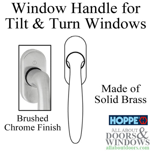 Verona Handle for Tilt & Turn Windows - Solid Brass - Brushed Chrome - Verona Handle for Tilt & Turn Windows - Solid Brass - Brushed Chrome