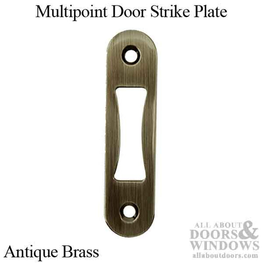 Multipoint Door Radius Corner No Lip Strike Plate for 1-3/4 Inch Door - Antique Brass