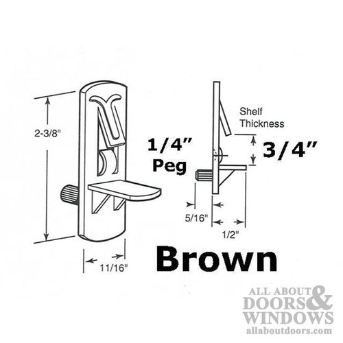 Self Locking Shelf Support Pegs 1/4 Inch Brown - Self Locking Shelf Support Pegs 1/4 Inch Brown