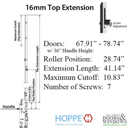 16mm Manual Top Extension, Roller @ 28.74