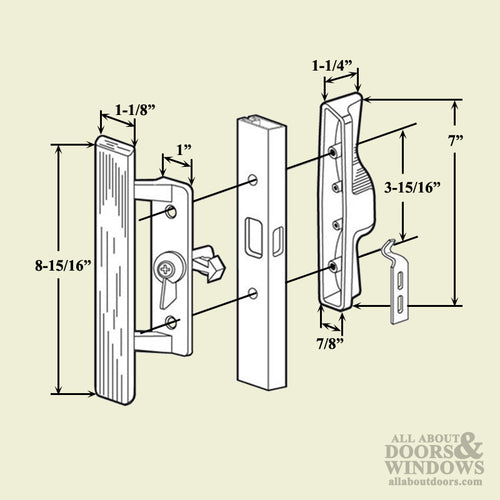 Quaker / Wells Patio Door Handle 3-15/16 H.C. - Black - DISC - Quaker / Wells Patio Door Handle 3-15/16 H.C. - Black - DISC