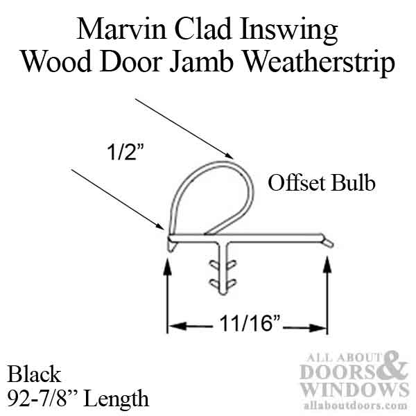 Marvin Clad inswing wood door jamb weatherstrip V796 Bulb, Frame 92-7/8