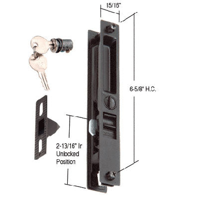 Keyed Mid-Body Hook Flush Mount Handle Set for Sliding Patio Door - Keyed Mid-Body Hook Flush Mount Handle Set for Sliding Patio Door