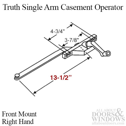 Truth Single Arm Casement Operator, Front Mount, Right Hand - Choose Color - Truth Single Arm Casement Operator, Front Mount, Right Hand - Choose Color