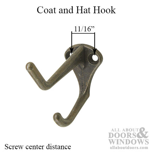 Coat and Hat Hook in Antique Brass - Coat and Hat Hook in Antique Brass