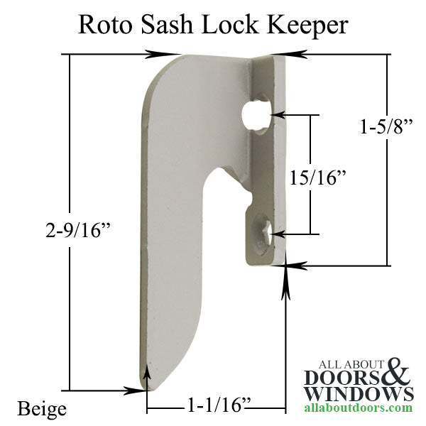 Roto Sash Lock Hook, Flange Keeper in Beige - Roto Sash Lock Hook, Flange Keeper in Beige